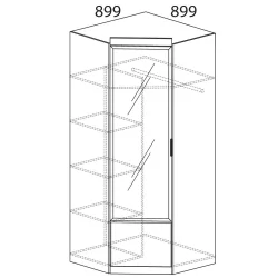 Шкаф угловой Ронда №309 Венге Белый глянец