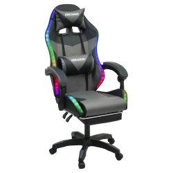 Кресло 908 КИНГКУЕЕН цвет черный/темно серый с массажем и подсветкой 908-блаcк-дгрей-масс / KINGQUEEN 908-black-dgrey-mass