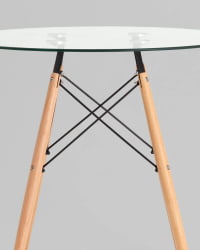Стол круглый ЕАМЕС ДСВ НЕВ Д=80 прозрачный стеклянный / EAMES DSW NEW D=80