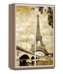 Шкаф-купе со стеклом Экспресс Дуо 1400х2200х Париж/Ясень шимо тёмный / 1400х2200h