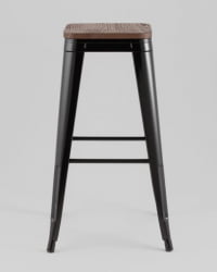 Стул барный ТОЛИКС черный глянцевый + темное дерево КД / TOLIX KD