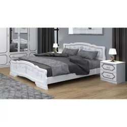 Кровать из массива Карина-6 200х90 Белый жемчуг