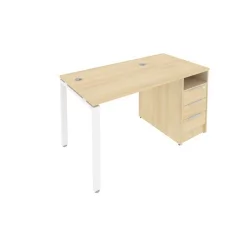 Рабочая станция с опорной тумбой Метал Сйстем Б.РС-СТП -1.1 Акация/Белый / Metal System