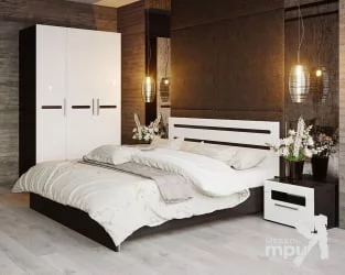 Кровать Фьюжн ТД-260.01.03 Белый глянец Венге Линум