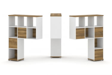 Надставка на стол высокая двухсторонняя + задняя стенка (5 шт.) CОНCЕПТ CН.ДНВ-003 Сандал Янтарный Белый бриллиант Белый металл / CONCEPT CN.DNV-003