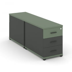 Тумба двухсторонняя опорная приставная с 3-мя ящиками CОНCЕПТ CН.ДТГО-001 Б/В Кобо Антрацит / CONCEPT CN.DTGO-001 B/W