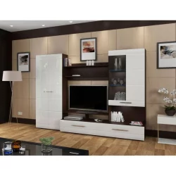 Гостиная Верона Дуб венге Белый глянец