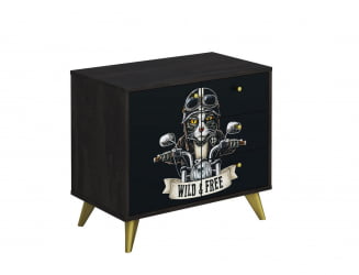 Комод Фьюжн КМ-002 АРТ Угольный камень/БИКЕР CАТ / камень/BIKER CAT