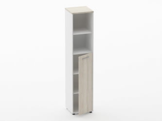 Шкаф 4 узкий  2 полки открытые, 3 полки закрытые Дека 10.19.13Пр Дуб Сантана светлый/Белый / Deka
