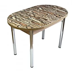 Стол обеденный Раздвижной ЕВРО фп Св. кирпичики С003 ЛДСП дуб выбеленный