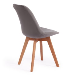 Стул ТУЛИП СОФТ (мод. 74) / 1 шт. в упаковке вельвет/дерево , 54 х 47 х 83 см , светло-серый (ХЛР19)/натуральный / TULIP SOFT (mod. (HLR19)/натуральный