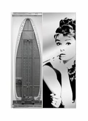 Узкий шкаф-купе Ирон Слим Принт (правый, купе) Беленый дуб / Iron Slim Print