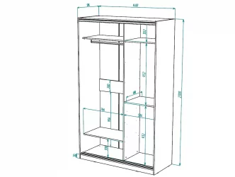 Шкаф-купе 2-х дверный Виктория 1400х584х2300, Белый 14ДЗЗЗДЗЗЗ-ПШ-Б 310-144