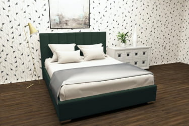 Кровать 160 на 200 Терра с подъемным механизмом Цвет фасада: Зеленый; Материал фасада: Металл/Велюр; Спальное место: 1600х2000 мм