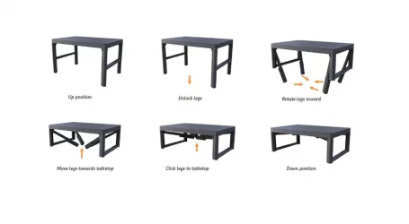 Столик Лйон раттан табле Графит / Lyon rattan table