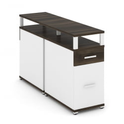 Тумба двухсторонняя опорная приставная с ящиком, распашным фасадом и надставкой CОНCЕПТ CН.ДТГО-006 Б/В Дуб Мали Белый бриллиант Белый / CONCEPT CN.DTGO-006 B/W