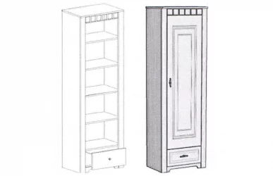 Шкаф однодверный Прованс №1 Бодега белая Патина премиум