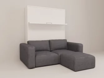 Кровать двуспальная из металла Смарт 1 с пуфом К 1400 Венге