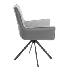 Кресло Мурано/Мурано опора 360, велюр/букле (ХЙП)/Экокожа, светло-серый/графит / Murano/Мурано (HYP)/Экокожа,