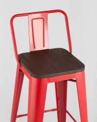 Стул барный Толикс Воод 75.5  со спинкой Красный / Tolix Wood