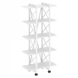 Стеллаж на колесных опорах - 5 полок ЛОФТ ВР.Л-МСТ.К-5.4В Металл белый Белый Бриллиант / LOFT VR.L-MST.K-5.4V