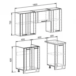 Маленькая кухня Диана 4-У фасад Лофт Дуб крафт серый/Дуб крафт белый