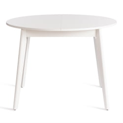 Раздвижной овальный стол СВЕЛТО ЛДСП, опора-массив березы, 105 х 105 (140) х 74.5 см, Белый /белый / SVELTO