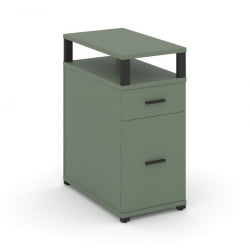 Тумба опорная/приставная с ящиком, распашным фасадом и надставкой CОНCЕПТ CН.ТГО-006 Б/В Кобо Черный / CONCEPT CN.TGO-006 B/W