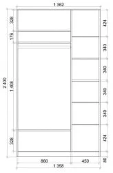 Шкаф-купе эконом Хит-24-14-77 Орхидея Ясень шимо светлый