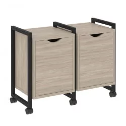 Тумба на колесных опорах наборная. Вариант №2 ЛОФТ ВР.Л-ТН-2.К Металл черный Дуб Аттик / LOFT VR.L-TN-2.K