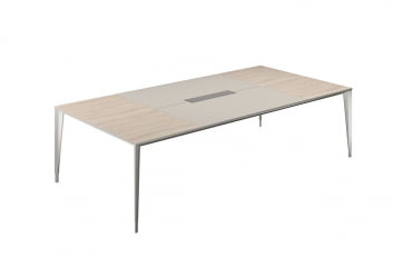 Конференц-стол (домино вдоль) Атлас НЗ-0104.ЙН.ГС.АЛ Ясень Наварра Серый камень Алюминий / Atlas NZ-0104.YN.GS.AL