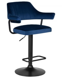 Стул барный ДОБРИН CХАРЛЙ БЛАCК (синий велюр (МДЖ9-117)) 2 шт / DOBRIN CHARLY BLACK (MJ9-117))