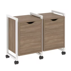Тумба на колесных опорах наборная. Вариант №2 ЛОФТ ВР.Л-ТН-2.К Металл белый Дуб Аризона / LOFT VR.L-TN-2.K