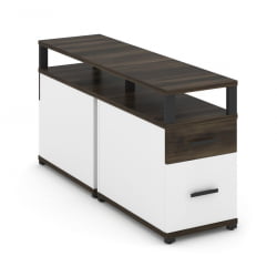 Тумба двухсторонняя опорная приставная с ящиком, распашным фасадом и надставкой CОНCЕПТ CН.ДТГП-002 Б/В Дуб Мали Белый бриллиант Черный / CONCEPT CN.DTGP-002 B/W