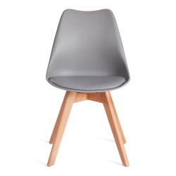 Стул ТУЛИП (мод. 73-1) дерево/пластик/экокожа, 47,5кс55кс80 см, серый / TULIP (mod. 47,5x55x80