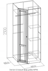 Шкаф угловой Стандарт Шерлоcк 63 Дуб Сонома (спальня)_67004 / Sherlock