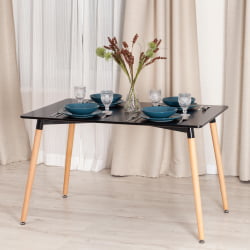 Стол ДЖОХН (мод. Т1001) МДФ/дерево, 80 х 120 х 75 см , Блаcк (черный)/ Натурал (натуральный) / JOHN (mod. T1001) Black Natural