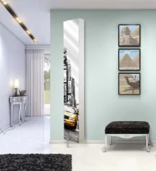 Поворотный зеркальный шкаф Лупо Шелф Арт Беленый дуб