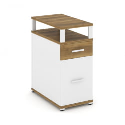 Тумба опорная/приставная с ящиком, распашным фасадом и надставкой CОНCЕПТ CН.ТГО-006 Б/В Сандал Янтарный Белый бриллиант Белый / CONCEPT CN.TGO-006 B/W