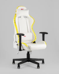 Кресло геймерское с подсветкой ТопЧаирс ГММ-080 белый на черной базе / TopChairs GMM-080