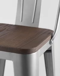 Стул полубарный Толикс Воод со спинкой Серебристый / Tolix Wood