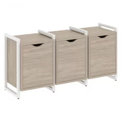 Тумба на регулируемых опорах наборная. Вариант №5 ЛОФТ ВР.Л-ТН-5.О Металл белый Дуб Аттик / LOFT VR.L-TN-5.O