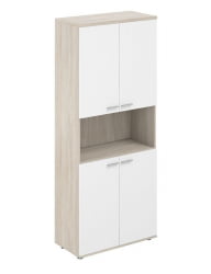 Шкаф высокий с нишей Сигма СГ.861.ОЛ.ВХ.ВХ Дуб светлый Белый / Sigma SG.861.OL.WH.WH