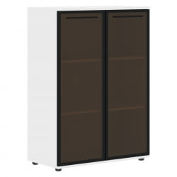 Шкаф со стеклянными дверьми в металлической раме ЕДИС ЕМCС 85.7 Черный Белый / EDIS EMCS