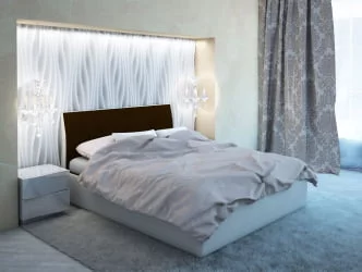 Кровать с мягким изголовьем Коричневый\Бежевый