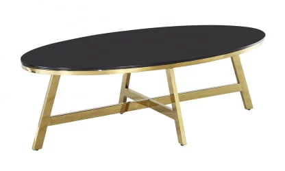 Журнальный стол АЛЬБА 100кс50 Золото (стекло черное) / 100x50