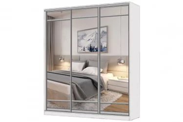 Белый шкаф-купе с зеркалом Виктория 1800х584х2300, Белый 18ДЗЗЗДЗЗЗДЗЗЗ-Б 310-1914