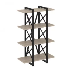 Стеллаж на регулируемых опорах - 4 полки ЛОФТ ВР.Л-МСТ.О-4.4В Металл черный Дуб Аттик / LOFT VR.L-MST.O-4.4V