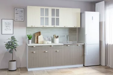 Гарнитур кухонный ПРОВАНС В 1 (накладная мойка) реалвуд безе/шалфей