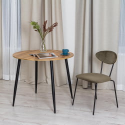 Обеденный стол УРАНУС ЛДСП/металл, 90кс90кс77 см, Дуб вотан/Черный / URANUS 90x90x77